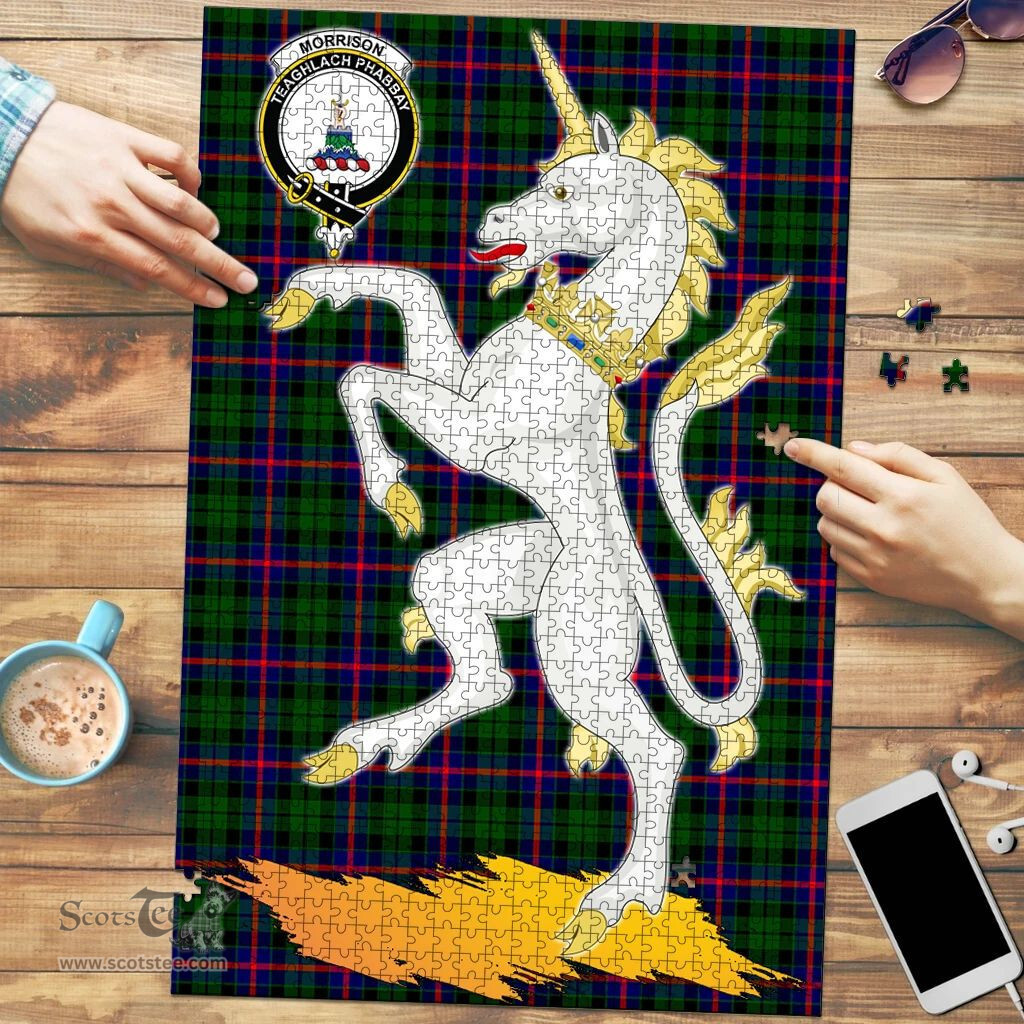 Scottish Morrison Modern Clan Tartan Puzzle - Unicorn Style Scottish Plaid Tartan Plaid