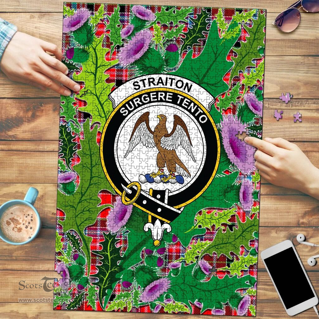 Scottish Straiton Clan Tartan Puzzle - Thistle Pattern Style Scottish Plaid Tartan Plaid