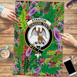 Scottish Straiton Clan Tartan Puzzle - Thistle Pattern Style Scottish Plaid Tartan Plaid