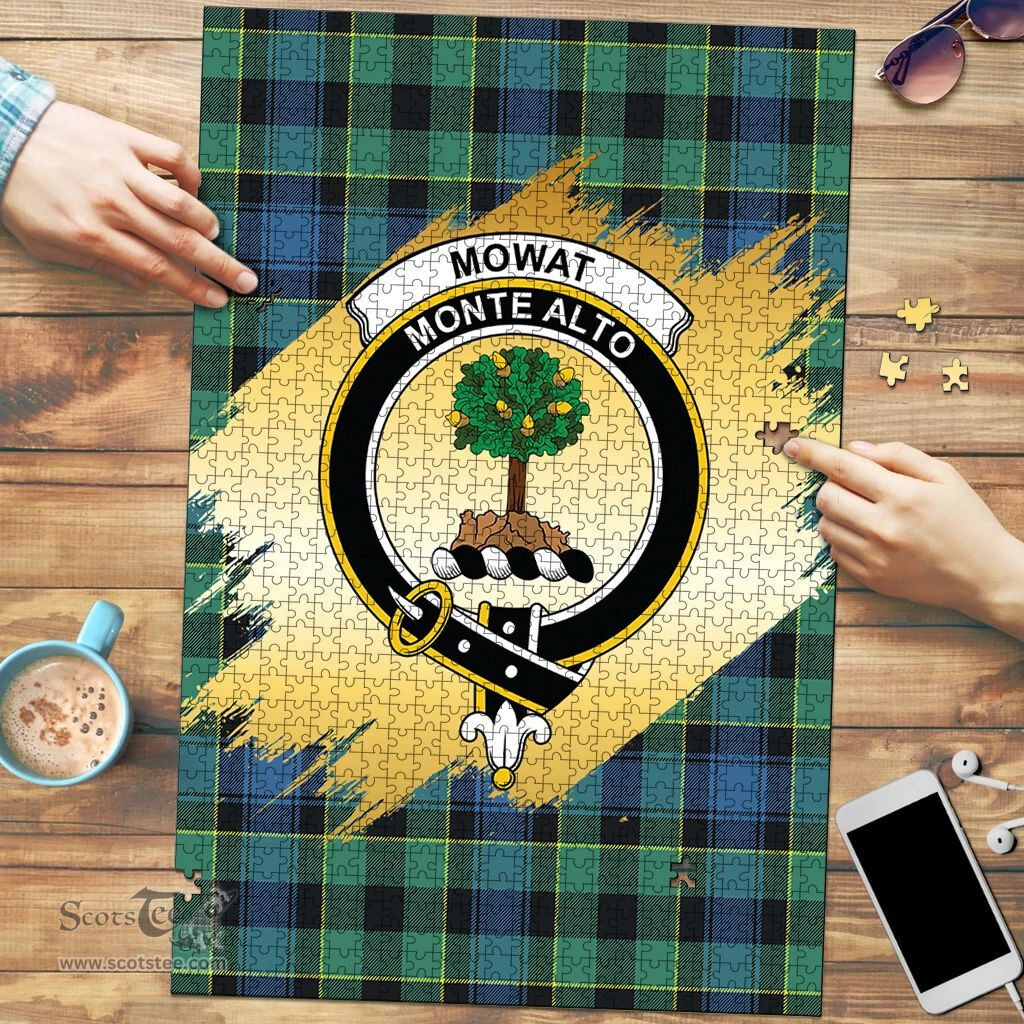 Scottish Mowat Clan Tartan Puzzle - Gold Style Scottish Plaid Tartan Plaid