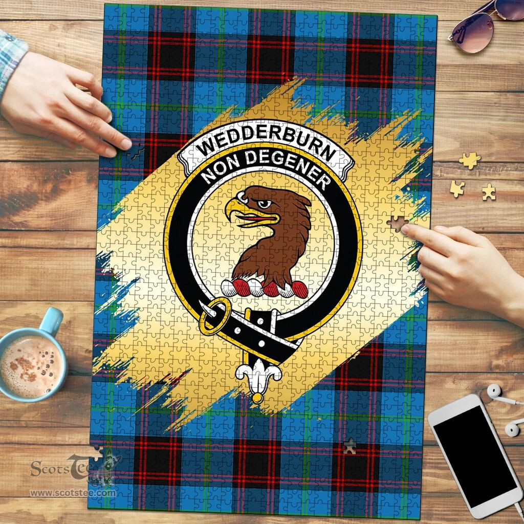 Scottish Wedderburn Clan Tartan Puzzle - Gold Style Scottish Plaid Tartan Plaid