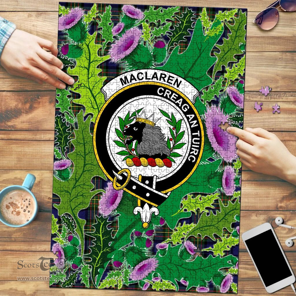 Scottish MacLaren Modern Clan Tartan Puzzle - Thistle Pattern Style Scottish Plaid Tartan Plaid