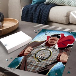 Scottish Gunn Weathered Clan Tartan Puzzle - Supper Hero Style Scottish Plaid Tartan Plaid
