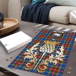 Scottish Bethune Clan Tartan Puzzle - Thistle Gold Style Scottish Plaid Tartan Plaid