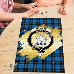 Scottish Ramsay Blue Ancient Clan Tartan Puzzle - Gold Style Scottish Plaid Tartan Plaid