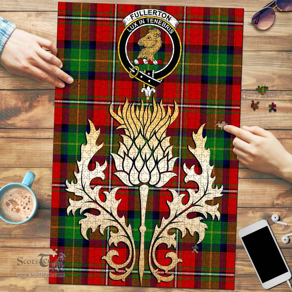 Scottish Fullerton Clan Tartan Puzzle - Thistle Gold Style Scottish Plaid Tartan Plaid