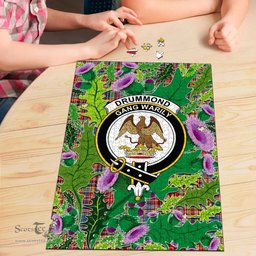 Scottish Drummond of Strathallan Clan Tartan Puzzle - Thistle Pattern Style Scottish Plaid Tartan Plaid