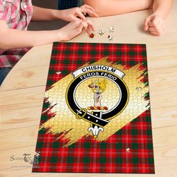Scottish Chisholm Modern Clan Tartan Puzzle - Gold Style Scottish Plaid Tartan Plaid