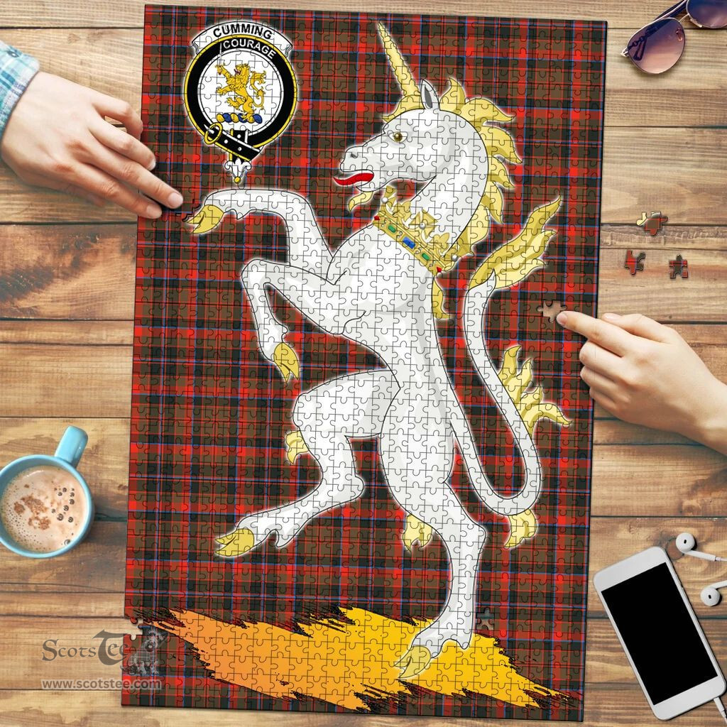 Scottish Cumming Hunting Weathered Clan Tartan Puzzle - Unicorn Style Scottish Plaid Tartan Plaid