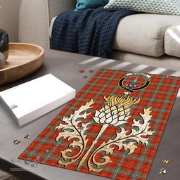 Scottish Morrison Red Ancient Clan Tartan Puzzle - Thistle Gold Style Scottish Plaid Tartan Plaid