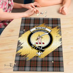 Scottish MacRae Hunting Weathered Clan Tartan Puzzle - Gold Style Scottish Plaid Tartan Plaid
