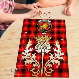 Scottish MacIver Modern Clan Tartan Puzzle - Thistle Gold Style Scottish Plaid Tartan Plaid