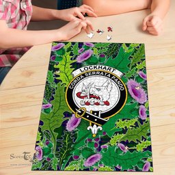 Scottish Lockhart Modern Clan Tartan Puzzle - Thistle Pattern Style Scottish Plaid Tartan Plaid