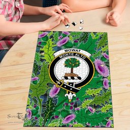 Scottish Mowat Clan Tartan Puzzle - Thistle Pattern Style Scottish Plaid Tartan Plaid