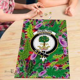 Scottish Hamilton Modern Clan Tartan Puzzle - Thistle Pattern Style Scottish Plaid Tartan Plaid