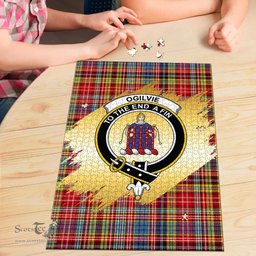 Scottish Ogilvie of Airlie Ancient Clan Tartan Puzzle - Gold Style Scottish Plaid Tartan Plaid