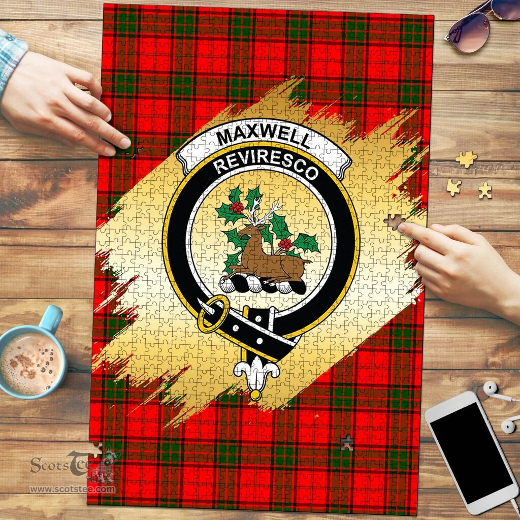 Scottish Maxwell Modern Clan Tartan Puzzle - Gold Style Scottish Plaid Tartan Plaid