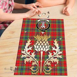 Scottish MacLean of Duart Modern Clan Tartan Puzzle - Thistle Gold Style Scottish Plaid Tartan Plaid