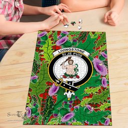 Scottish Livingstone Modern Clan Tartan Puzzle - Thistle Pattern Style Scottish Plaid Tartan Plaid