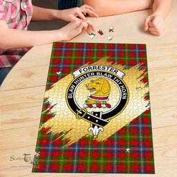 Scottish Forrester Clan Tartan Puzzle - Gold Style Scottish Plaid Tartan Plaid