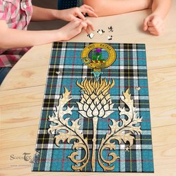 Scottish Thomson Clan Tartan Puzzle - Thistle Gold Style Scottish Plaid Tartan Plaid