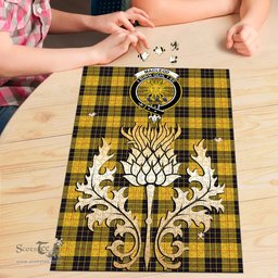 Scottish MacLeod of Lewis Ancient Clan Tartan Puzzle - Thistle Gold Style Scottish Plaid Tartan Plaid