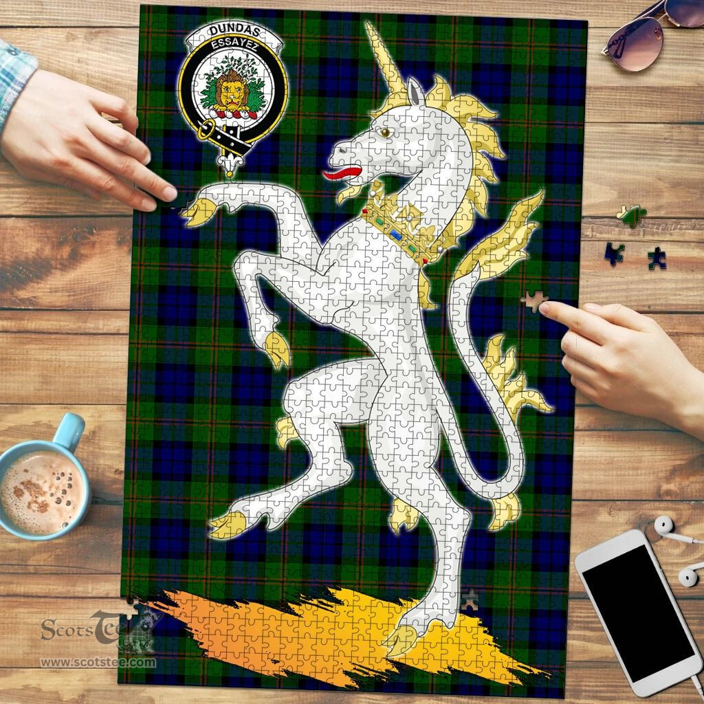 Scottish Dundas Modern Clan Tartan Puzzle - Unicorn Style Scottish Plaid Tartan Plaid
