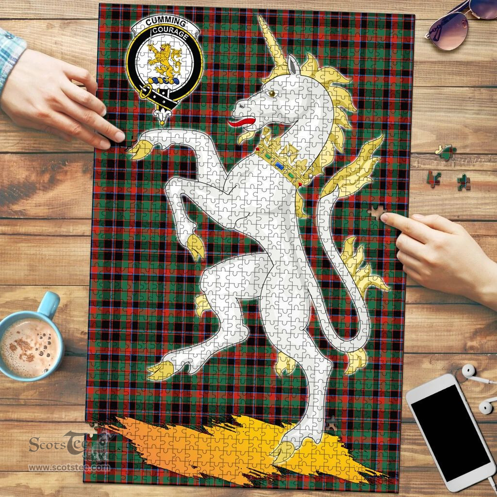 Scottish Cumming Hunting Ancient Clan Tartan Puzzle - Unicorn Style Scottish Plaid Tartan Plaid