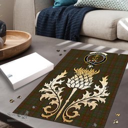 Scottish Gray Clan Tartan Puzzle - Thistle Gold Style Scottish Plaid Tartan Plaid