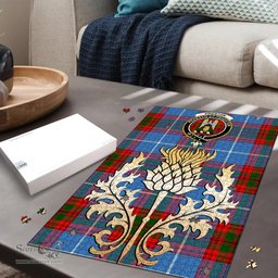 Scottish Preston Clan Tartan Puzzle - Thistle Gold Style Scottish Plaid Tartan Plaid