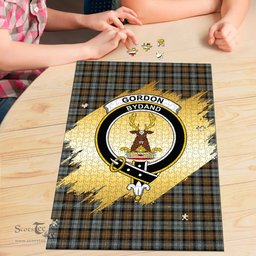 Scottish Gordon Weathered Clan Tartan Puzzle - Gold Style Scottish Plaid Tartan Plaid