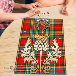 Scottish Chattan Clan Tartan Puzzle - Thistle Gold Style Scottish Plaid Tartan Plaid