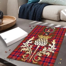 Scottish Lumsden Modern Clan Tartan Puzzle - Thistle Gold Style Scottish Plaid Tartan Plaid