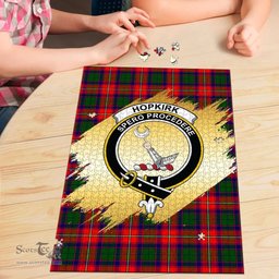 Scottish Hopkirk Clan Tartan Puzzle - Gold Style Scottish Plaid Tartan Plaid