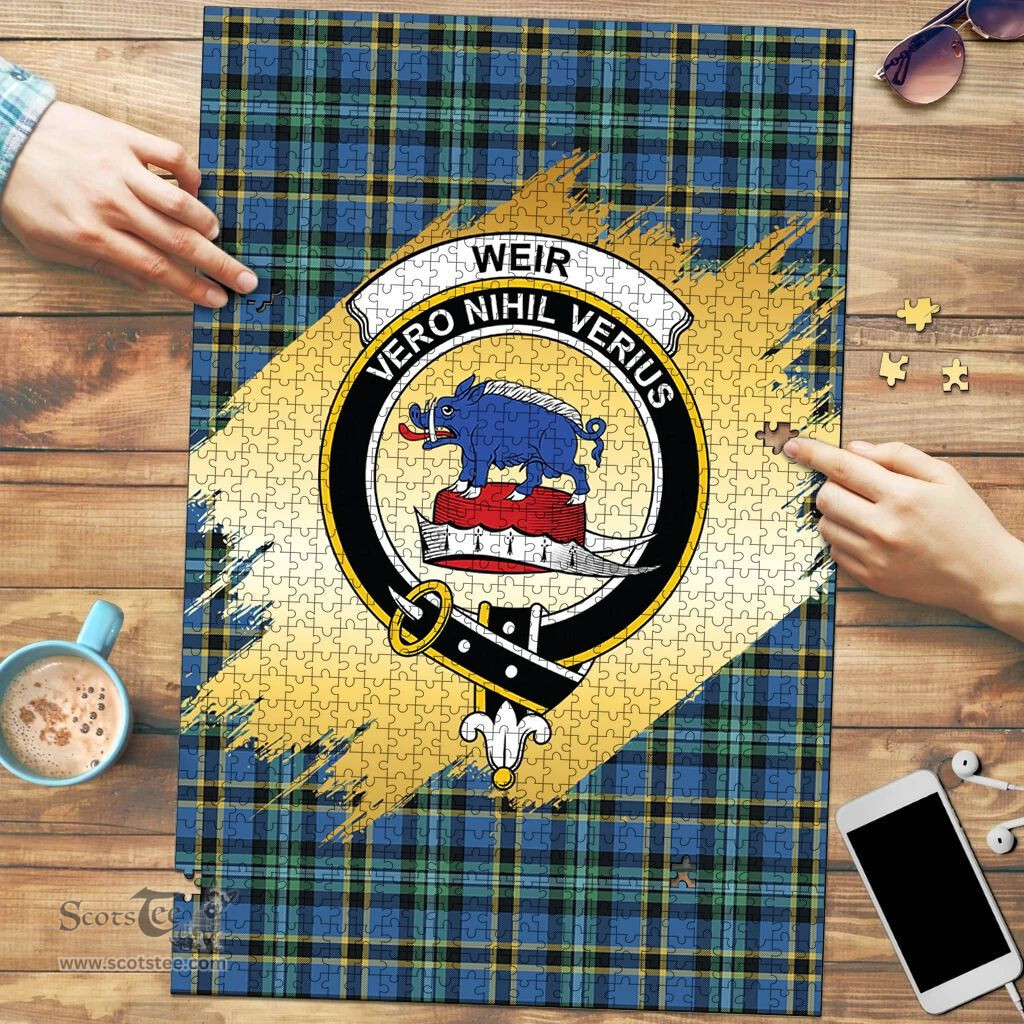 Scottish Weir Ancient Clan Tartan Puzzle - Gold Style Scottish Plaid Tartan Plaid