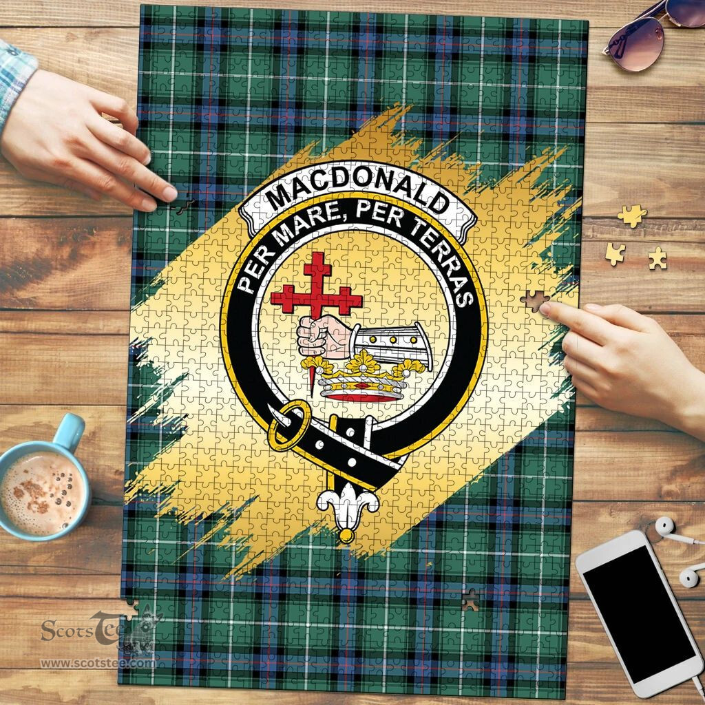 Scottish MacDonald of the Isles Hunting Ancient Clan Tartan Puzzle - Gold Style Scottish Plaid Tartan Plaid