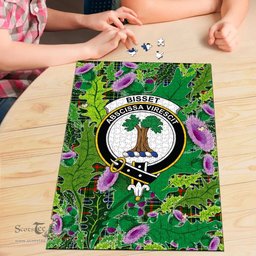 Scottish Bisset Clan Tartan Puzzle - Thistle Pattern Style Scottish Plaid Tartan Plaid