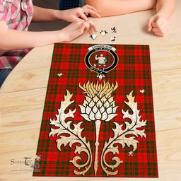 Scottish Livingstone Modern Clan Tartan Puzzle - Thistle Gold Style Scottish Plaid Tartan Plaid