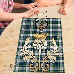 Scottish Gordon Dress Ancient Clan Tartan Puzzle - Thistle Gold Style Scottish Plaid Tartan Plaid