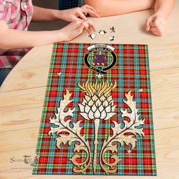 Scottish Ogilvie Clan Tartan Puzzle - Thistle Gold Style Scottish Plaid Tartan Plaid