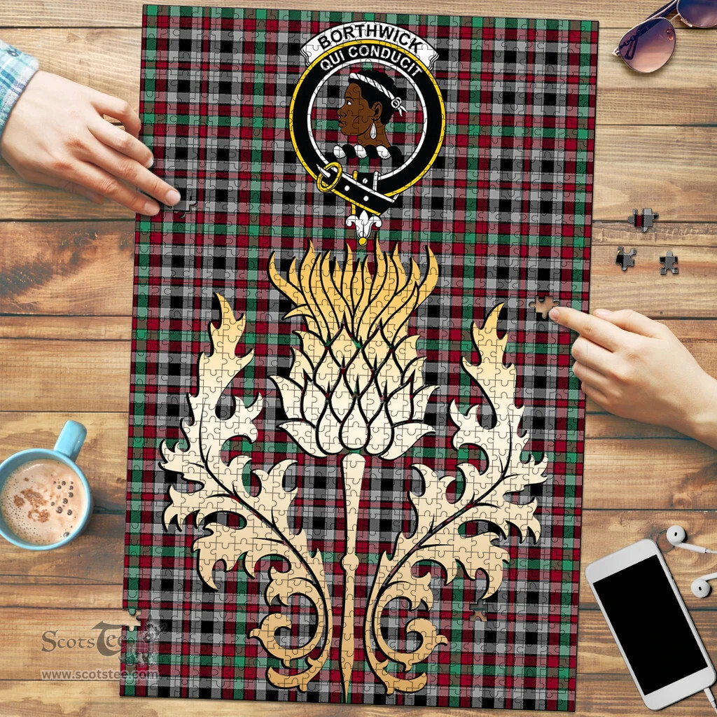 Scottish Borthwick Ancient Clan Tartan Puzzle - Thistle Gold Style Scottish Plaid Tartan Plaid