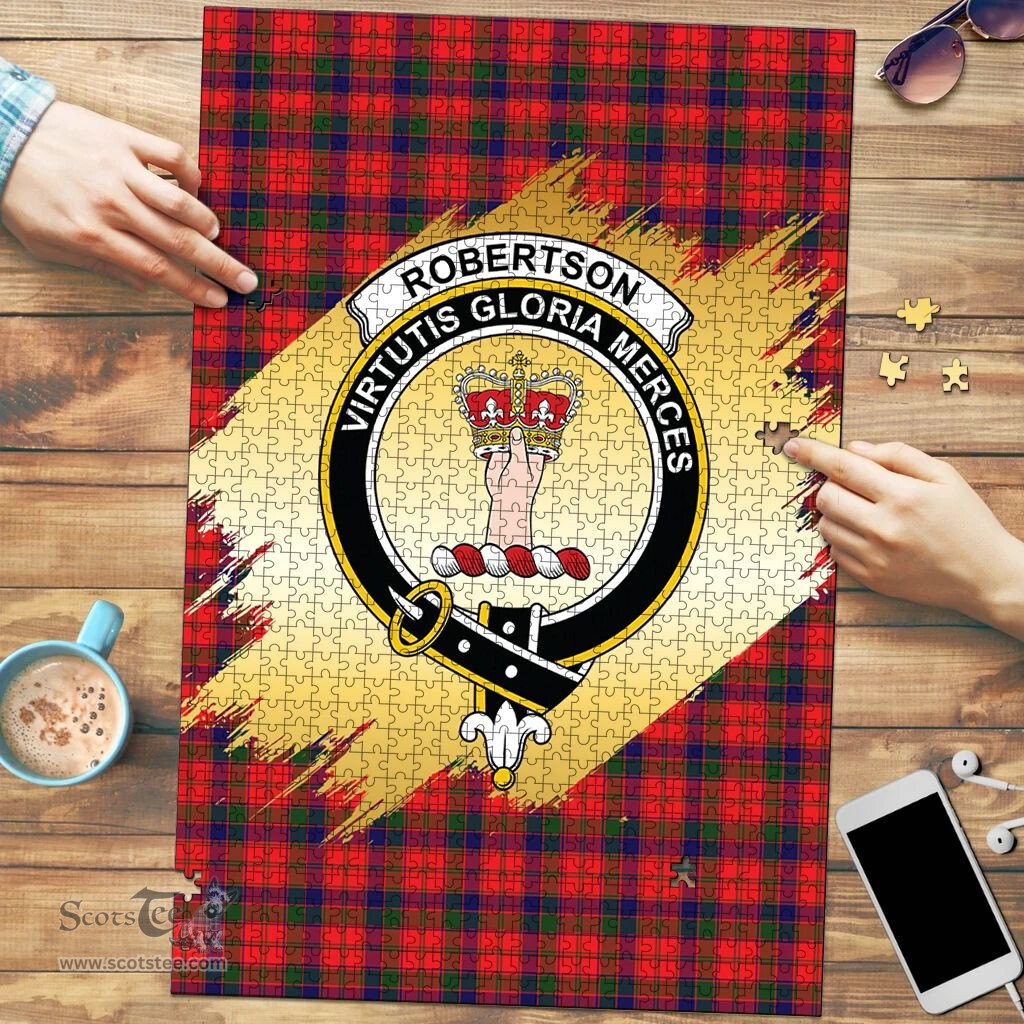Scottish Robertson Modern Clan Tartan Puzzle - Gold Style Scottish Plaid Tartan Plaid