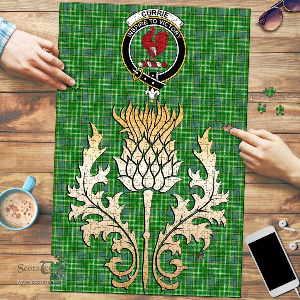 Scottish Currie Clan Tartan Puzzle - Thistle Gold Style Scottish Plaid Tartan Plaid
