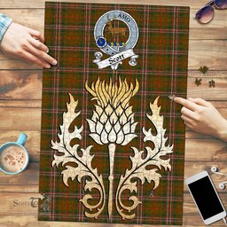 Scottish Scott Brown Modern Clan Tartan Puzzle - Thistle Gold Style Scottish Plaid Tartan Plaid