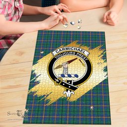 Scottish Carmichael Ancient Clan Tartan Puzzle - Gold Style Scottish Plaid Tartan Plaid