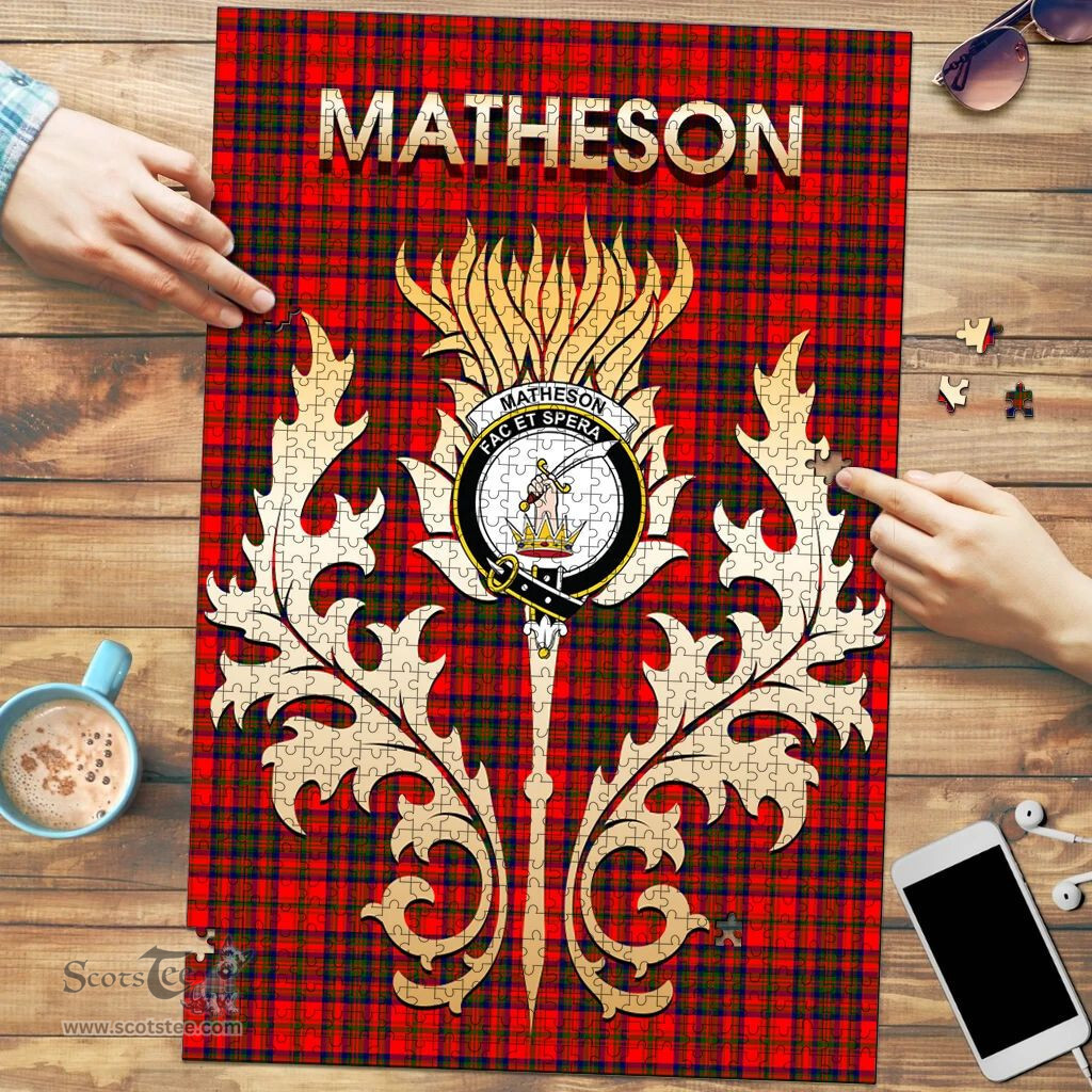 Scottish Matheson Modern Clan Tartan Puzzle - Thistle Scotland Style Scottish Plaid Tartan Plaid