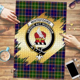 Scottish Whitefoord modern Clan Tartan Puzzle - Gold Style Scottish Plaid Tartan Plaid