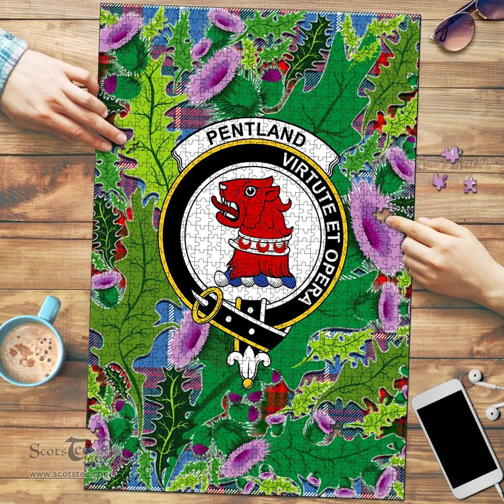 Scottish Pentland Clan Tartan Puzzle - Thistle Pattern Style Scottish Plaid Tartan Plaid