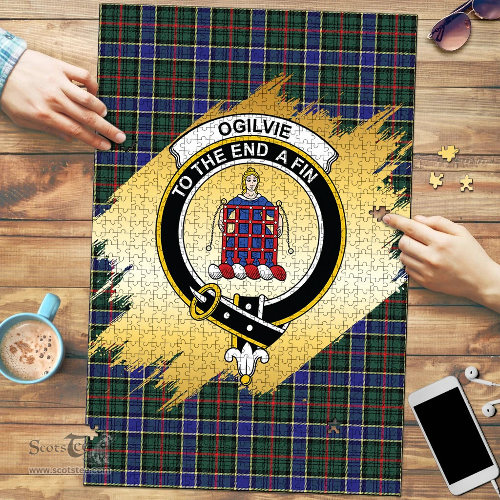 Scottish Ogilvie Hunting Modern Clan Tartan Puzzle - Gold Style Scottish Plaid Tartan Plaid