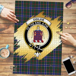 Scottish Ogilvie Hunting Modern Clan Tartan Puzzle - Gold Style Scottish Plaid Tartan Plaid